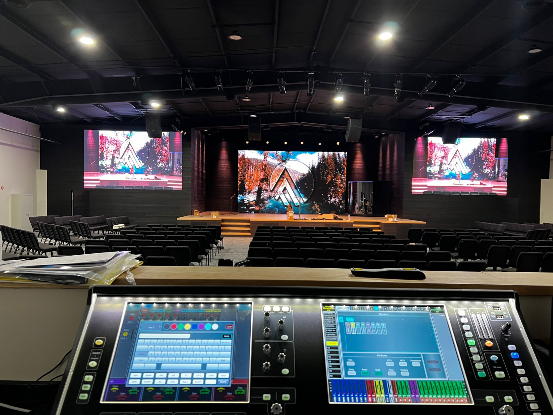 Sanctuary system with distributed sound and lighting design